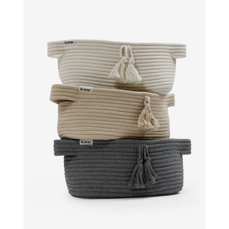 Minene Μικρό Καλάθι από Σχοινί Κρεμ