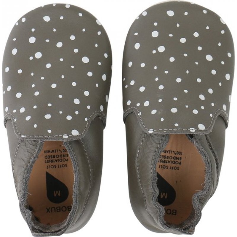 Bobux βρεφκό παπούτσι Grey/Silver Spots Trims Loafer S Softsoles