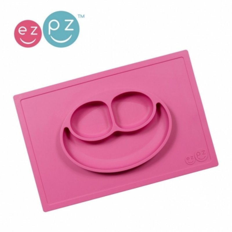 Ezpz Happy mat Δίσκος και πιάτο σε ένα in Pink