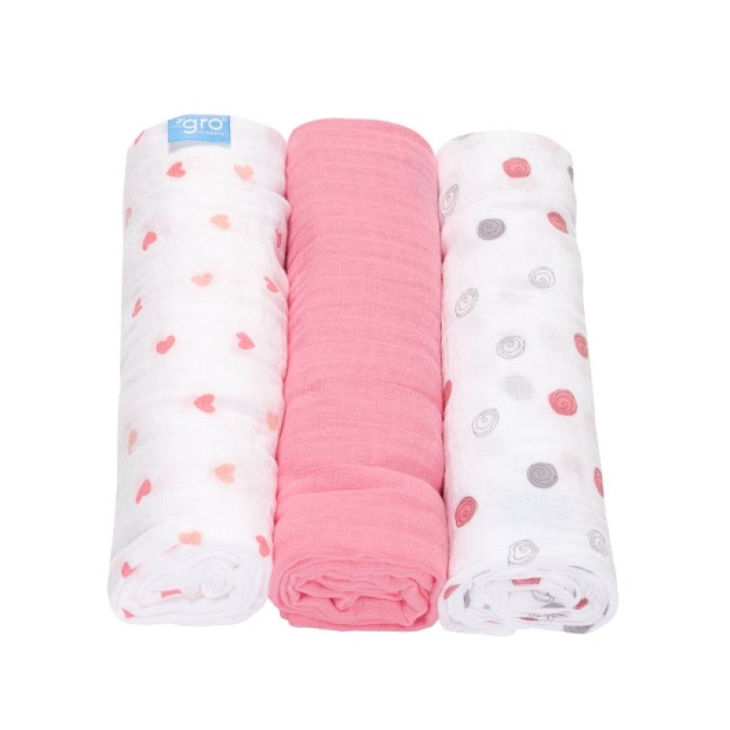 Gro Muslin Sweetheart Swirl σετ 3 τεμ 120x120cm
