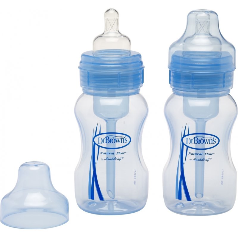 Dr. Brown's  Πλαστικό μπουκάλι 240 ml με φαρδύ λαιμό χρώματος μπλε 2τμχ wb-824