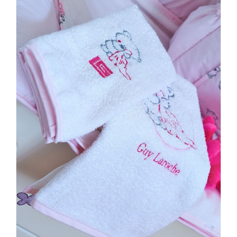 Guy Laroche παιδικές πετσέτες 2 τεμ 40x75 & 75x130 Pink sleepy bear
