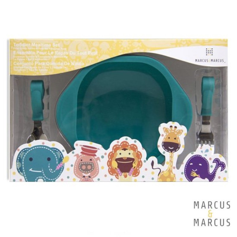 Marcus&Marcus Παιδικό Σετ Φαγητού Ollie, Πιατάκι Σιλικόνης με Βεντούζα και Σετ Κουτάλι-Πιρούνι 18+m