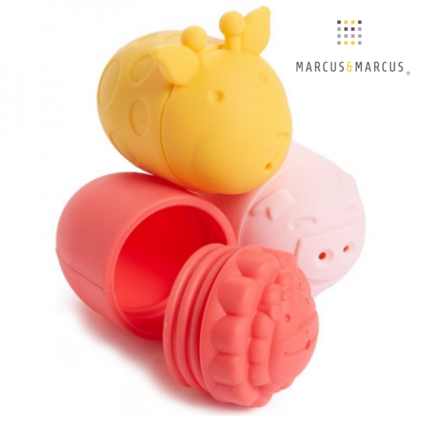Marcus & Marcus Παιχνίδια Μπάνιου σιλικόνης 3 ζωάκια Καμηλοπάρδαλη, Λιονταράκι, Γουρουνάκι