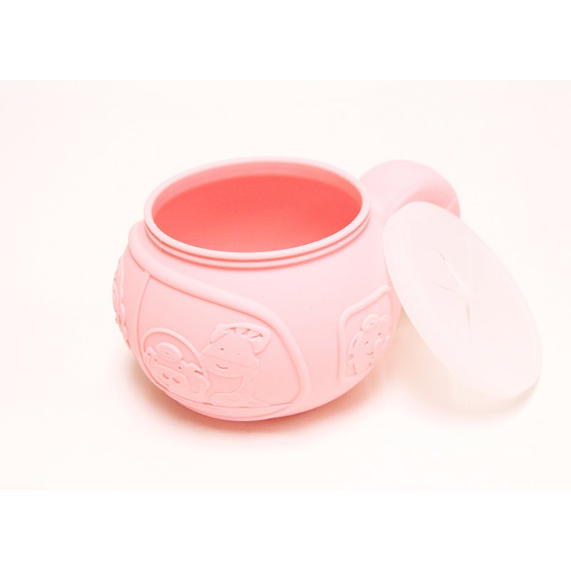 Marcus & Marcus Σνακ Μπολ Σιλικόνης με Καπάκι σχισμών για να μη πέφτουν τα τρόφιμα Ροζ