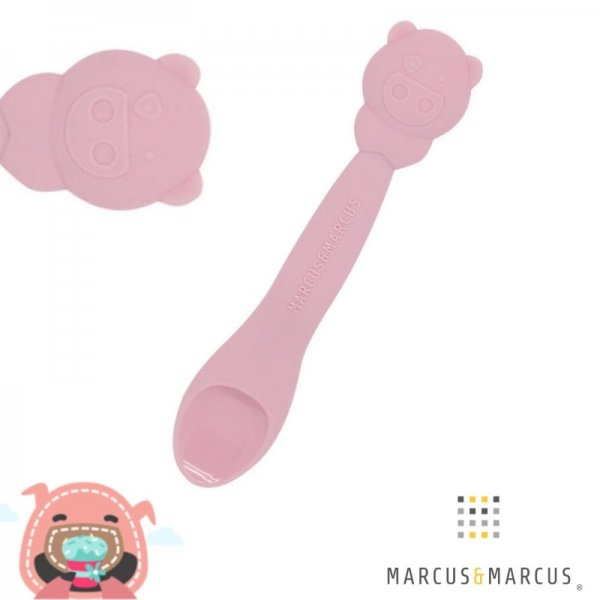 Marcus & Marcus Βρεφικό Kουτάλι σιλικόνης & μασητικό Γουρουνάκι