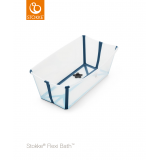 Stokke Flexi Bath Με Θερμοευαίσθητη Βαλβίδα Transparent Blue Με Δώρο Newborn Βάση Νεογέννητου White
