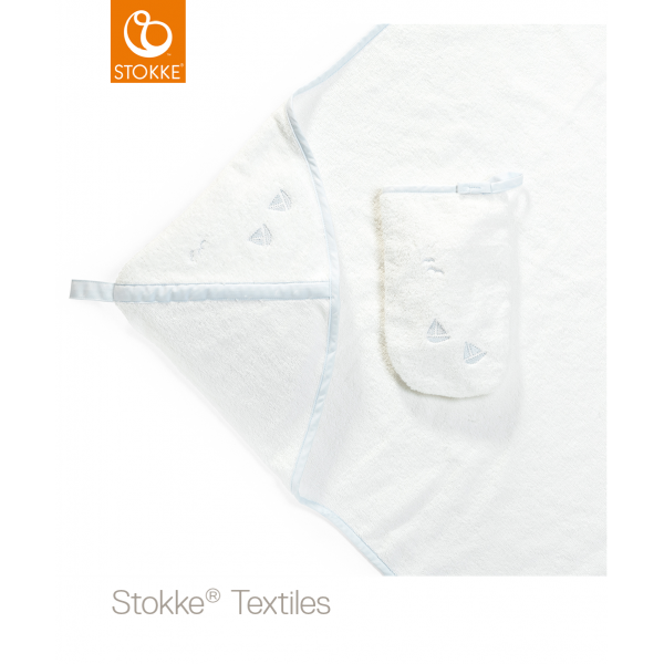 Stokke hooded towel πετσέτα με κουκούλα blue sea organic cotton