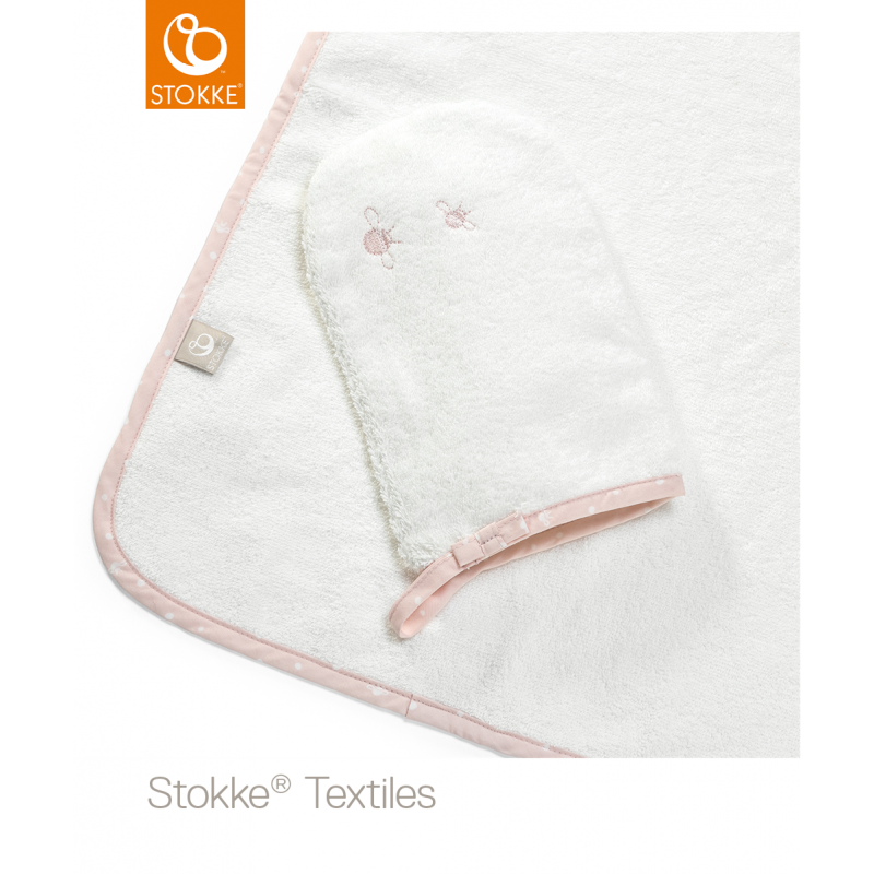 Stokke hooded towel πετσέτα με κουκούλα pink bee organic cotton 