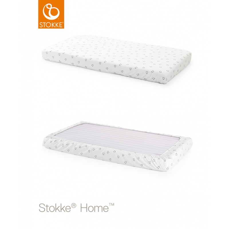 Stokke Home bed fitted sheets κατωσέντονα 2 τεμ White/Mono Bear