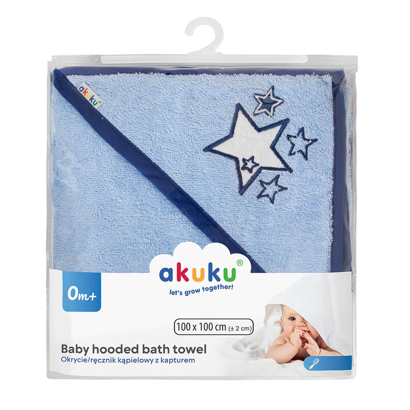 Βρεφική Πετσέτα με Κουκούλα Μπλε Αστέρια