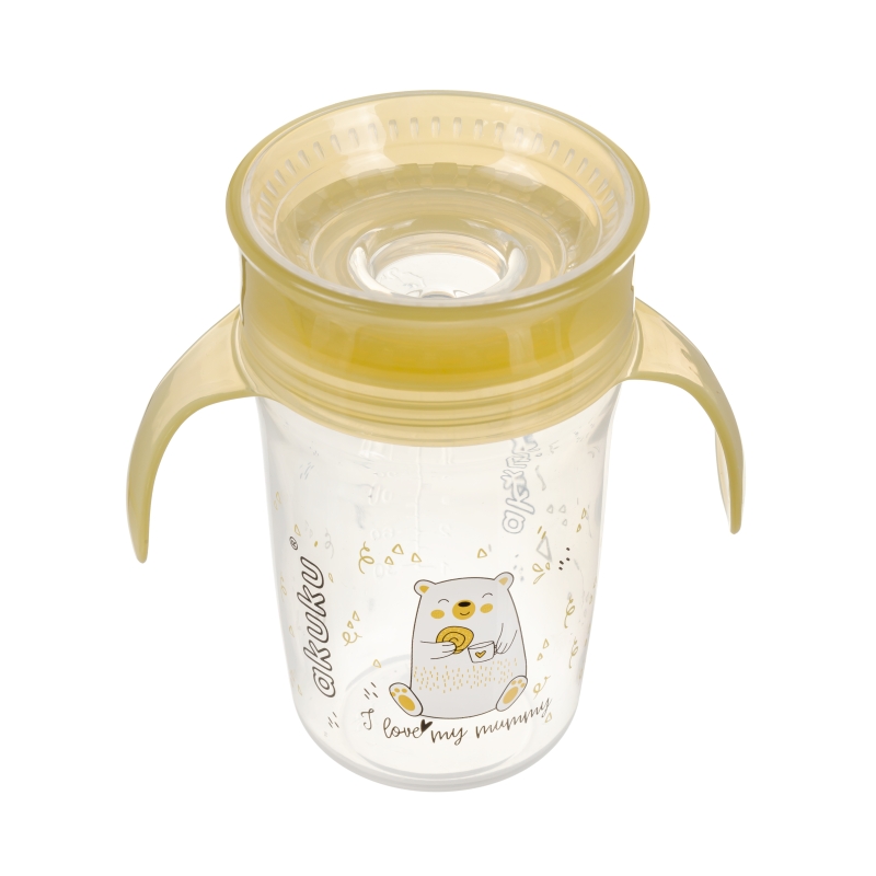 Εκπαιδευτικό Ποτηράκι 360° 240 ml με Χερούλια Yellow