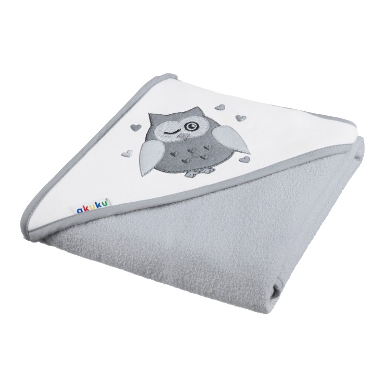 Βρεφική Πετσέτα Με Κουκούλα Κουκουβάγια Γκρι 100×100