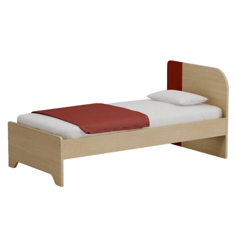 Alfaset κρεβάτι Duomo μονό 97x90x198 δρυς φυσικό – κόκκινο