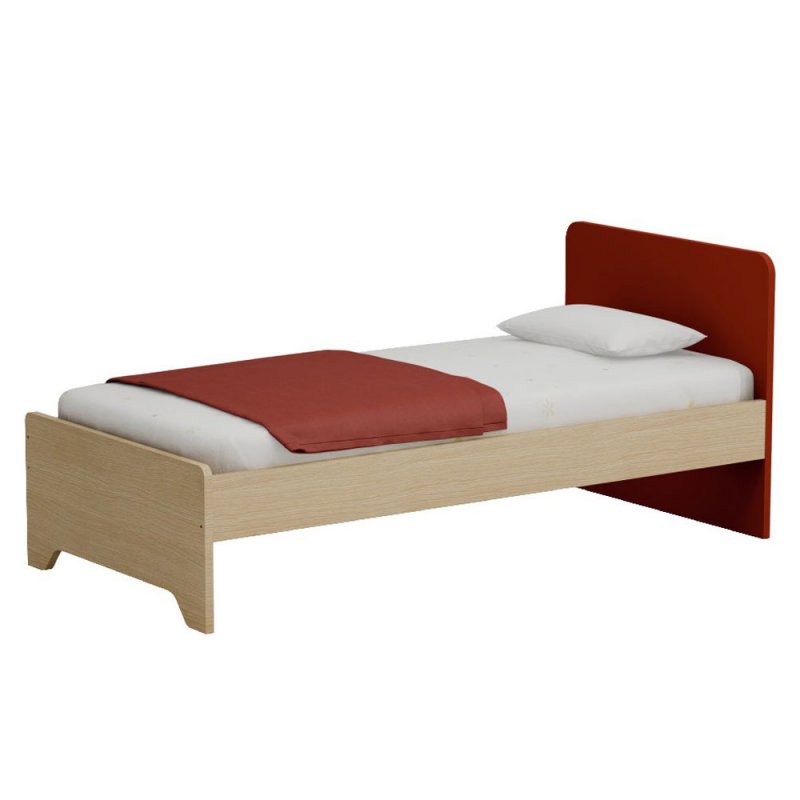 Alfaset κρεβάτι Econd μονό 97x85x198 δρυς φυσικό – κόκκινο