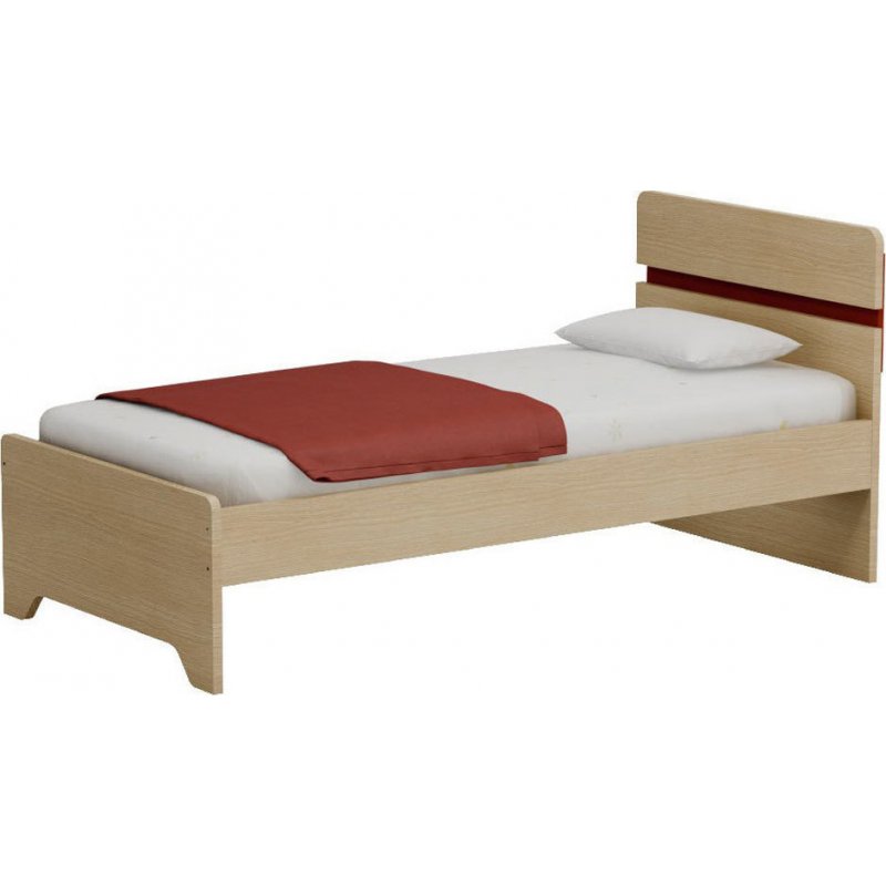 Alfaset κρεβάτι Rave μονό 97x90x198 δρυς φυσικό – κόκκινο