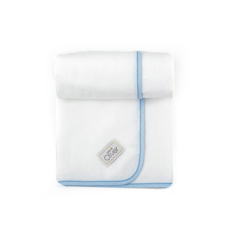 Baby Oliver Φανελένια Πάνα 80*80cm Σχ. 220 Λευκή Με Μπλε Ρέλι