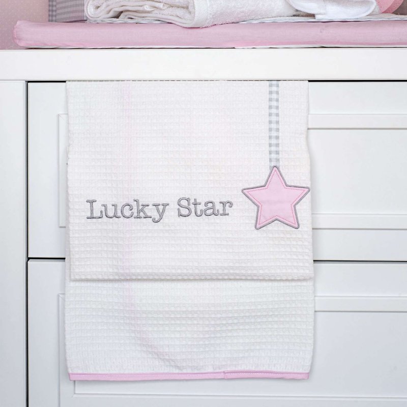 Baby Oliver Lucky star pink 308 κουβέρτα πικέ 100% βαμβακερή 80x100 cm