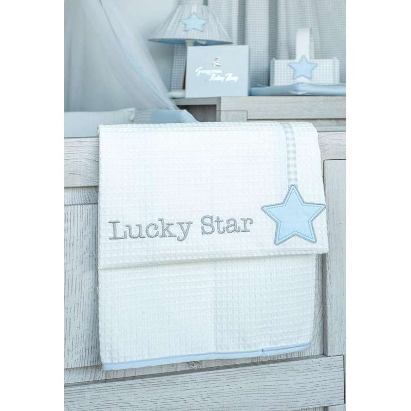 Baby Oliver Lucky star blue 309 κουβέρτα πικέ 100% βαμβακερή 100x140 cm