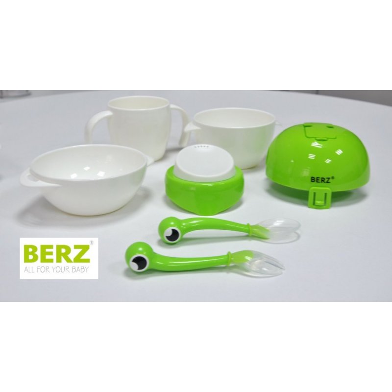 Berz dinnerware βρεφικό σετ φαγητού 5 σε1 καβούρι πράσινο 