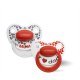 bibi Happiness ορθοδοντική πιπίλα σιλικόνης 0-6 m Mum/Dad με θήκη-δοχείο αποστείρωσης 2 τεμ