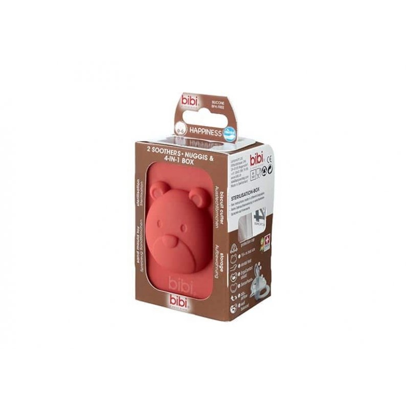 bibi Happiness ορθοδοντική πιπίλα σιλικόνης 0-6 m Mum/Dad με θήκη-δοχείο αποστείρωσης 2 τεμ