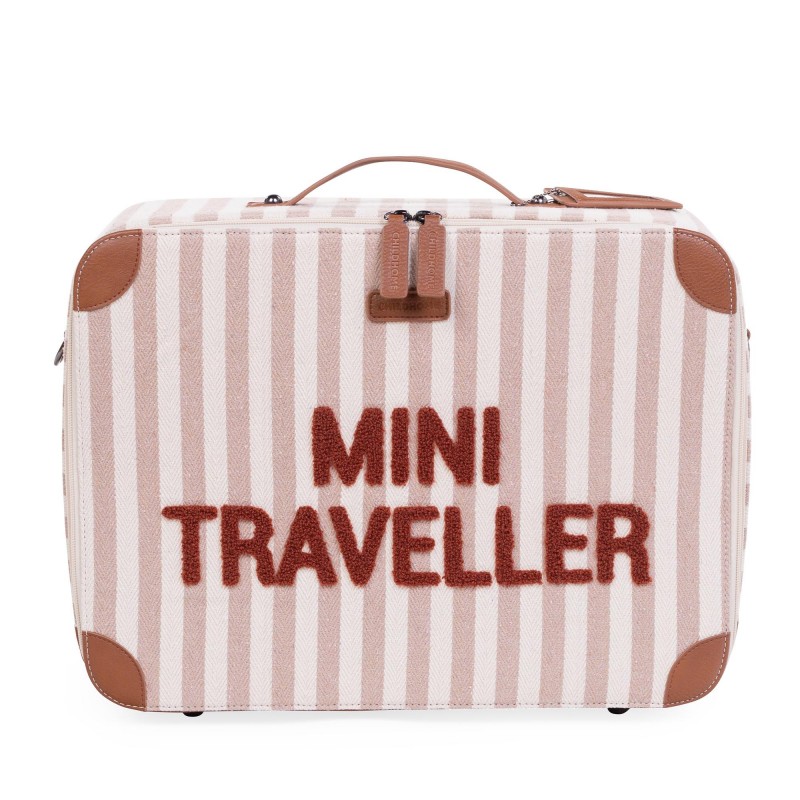 Παιδική Βαλίτσα Childhome Mini Traveller Stripes Nude-Terracotta