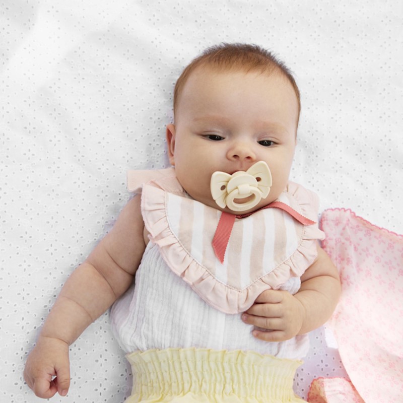 Βρεφική Πιπίλα Σιλικόνης Binky Bow Oat White +3M Elodie