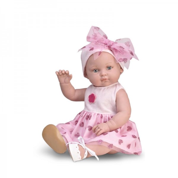 Magic Βaby Κούκλα Με Ροζ Φόρεμα Με Καρδιές 47cm Για 3+ Ετών Alicia
