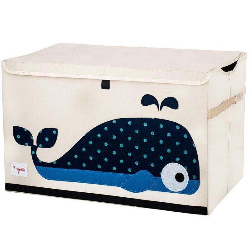 3 Sprouts Toy Chest καλάθι για παιχνίδια με καπάκι Whale Blue