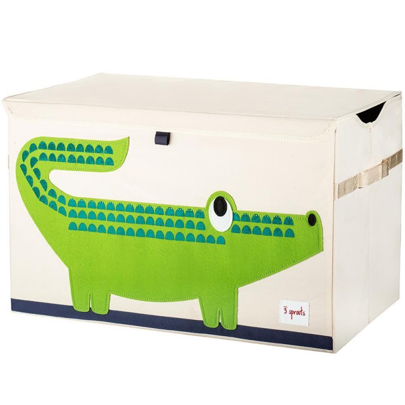 3 Sprouts Toy Chest καλάθι για παιχνίδια με καπάκι Crocodile Green