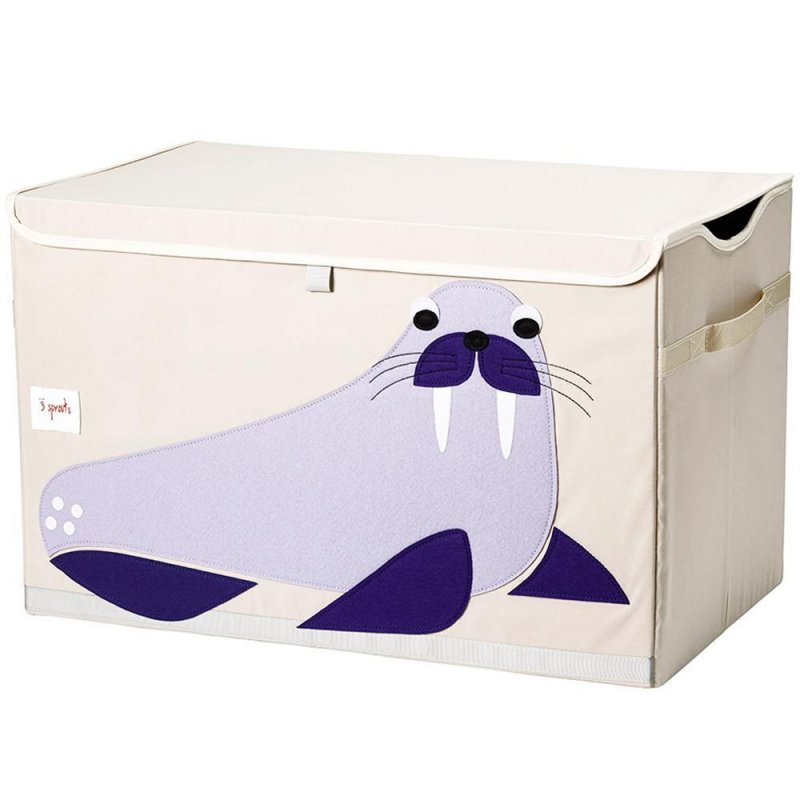3 Sprouts Toy Chest καλάθι για παιχνίδια με καπάκι Walrus Purple