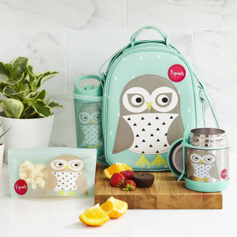 3 Sprouts Lunch Bag τσαντάκι φαγητού Owl Mint