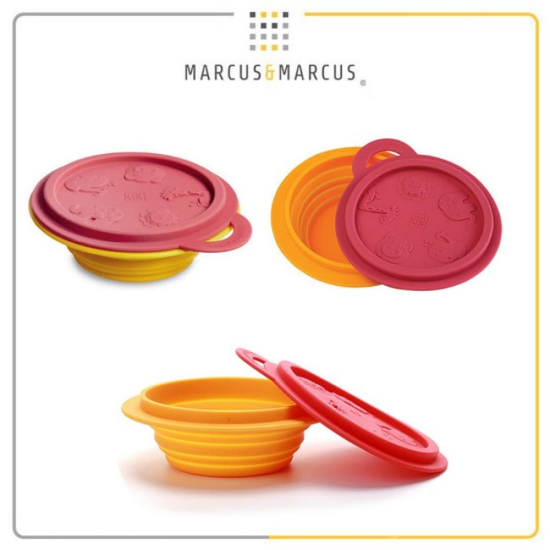 Marcus & Marcus Πτυσσόμενο Μπολ Σιλικόνης με Καπάκι Πορτοκαλί-Κόκκινο