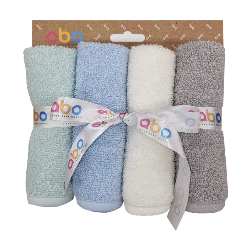 ABO Σετ Βρεφικές λαβέτες μέντα μπλε γκρι λευκό