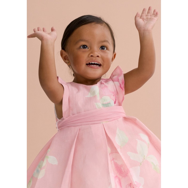 Abel & Lula Βρεφικό Λινό Σταμπωτό Φόρεμα Ροζ 26-05007-006
