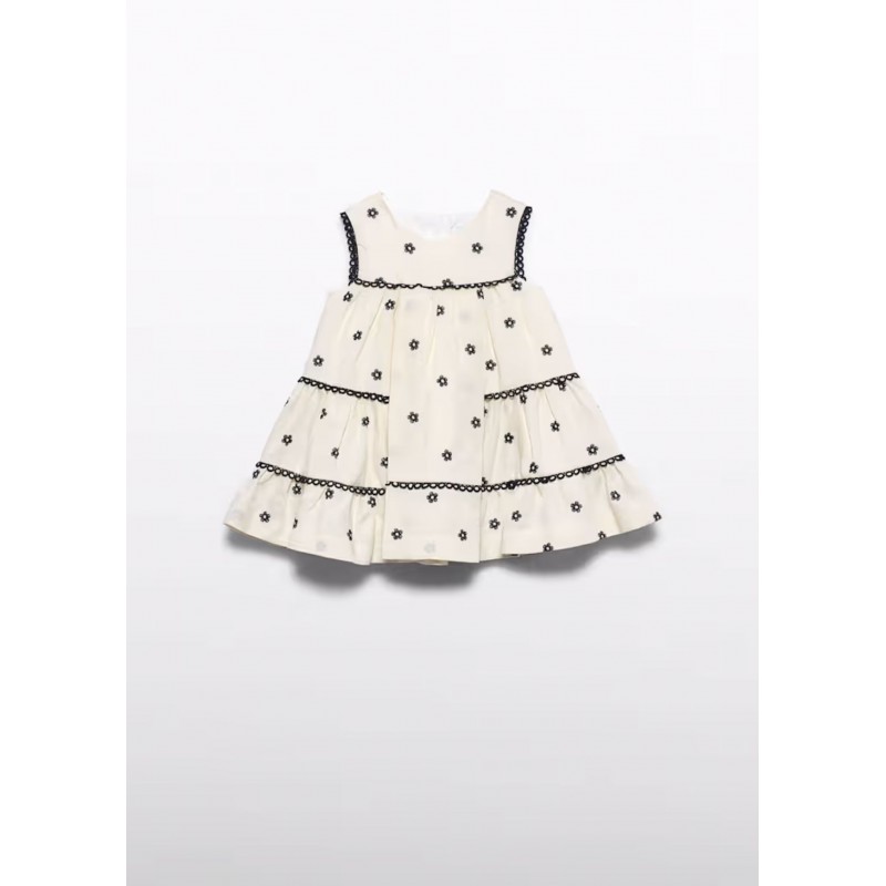 Abel & Lula Βρεφικό Κεντητό Φόρεμα Με Λουλούδια Κρεμ 26-05022-004