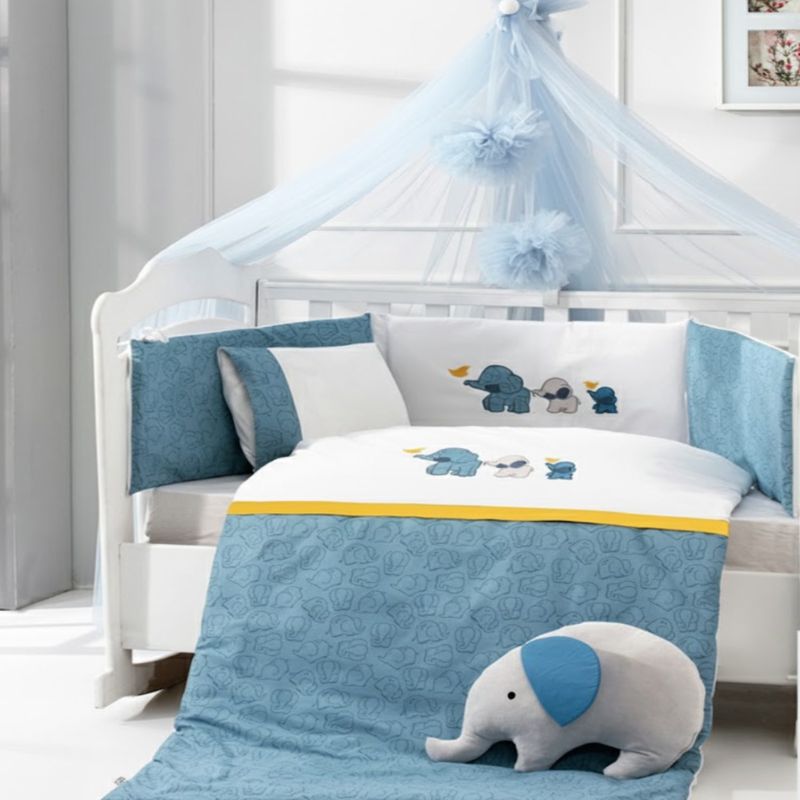 Abo Σετ Προίκας 9 τμχ Για Στρώμα 70*140cm Elephant blue