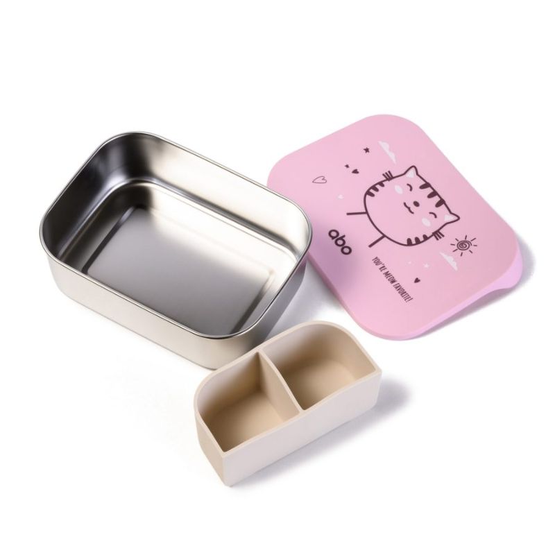 ABO Ανοξείδωτο Φαγητοδοχείο Με Χώρισμα 1200ml You're Meow Favourite