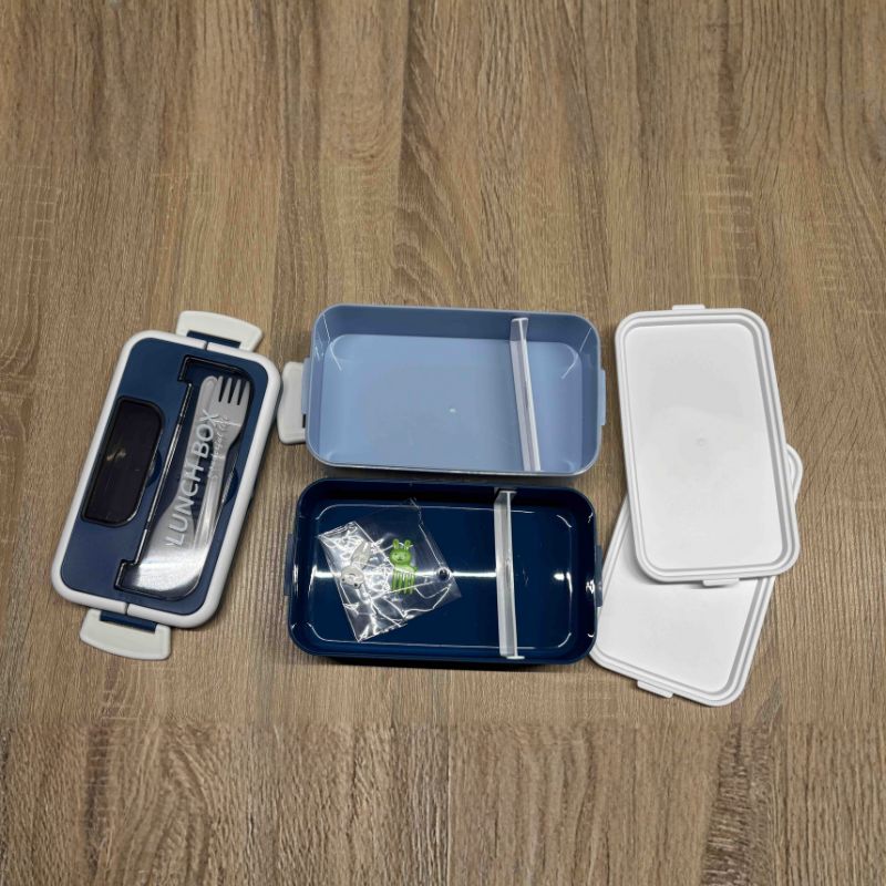 ABO Φαγητοδοχείο Lunchbox 2 Επιπέδων Με Κουτάλι Και Πιρούνι Blue