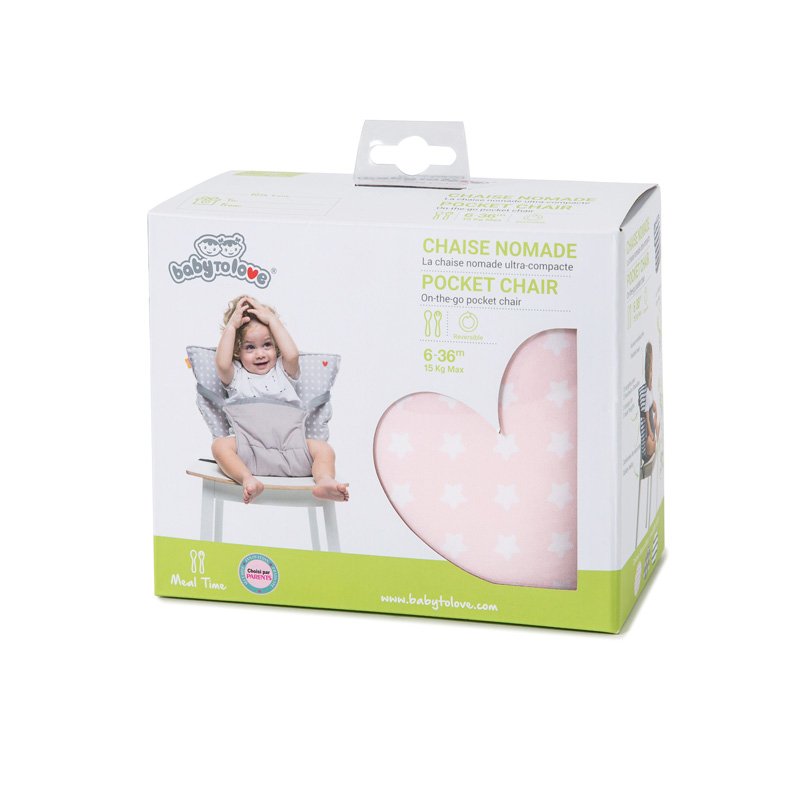 Baby to Love Καρέκλα Φαγητού On the Go Pocket Chair Pink Stars