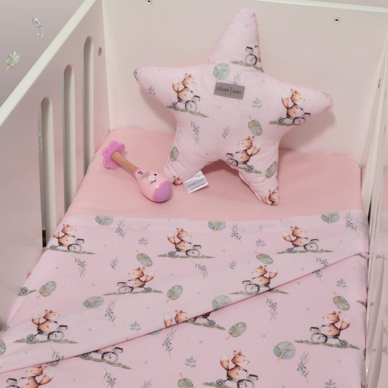 Baby Oliver Σετ Σεντόνια Λίκνου 80*100cm 2 τμχ Σχ. 426 Ροζ