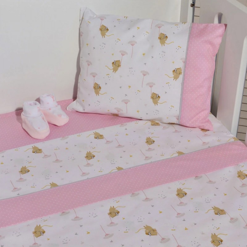 Baby Oliver Σετ Σεντόνια Κούνιας 3 τμχ Ροζ Des. 412