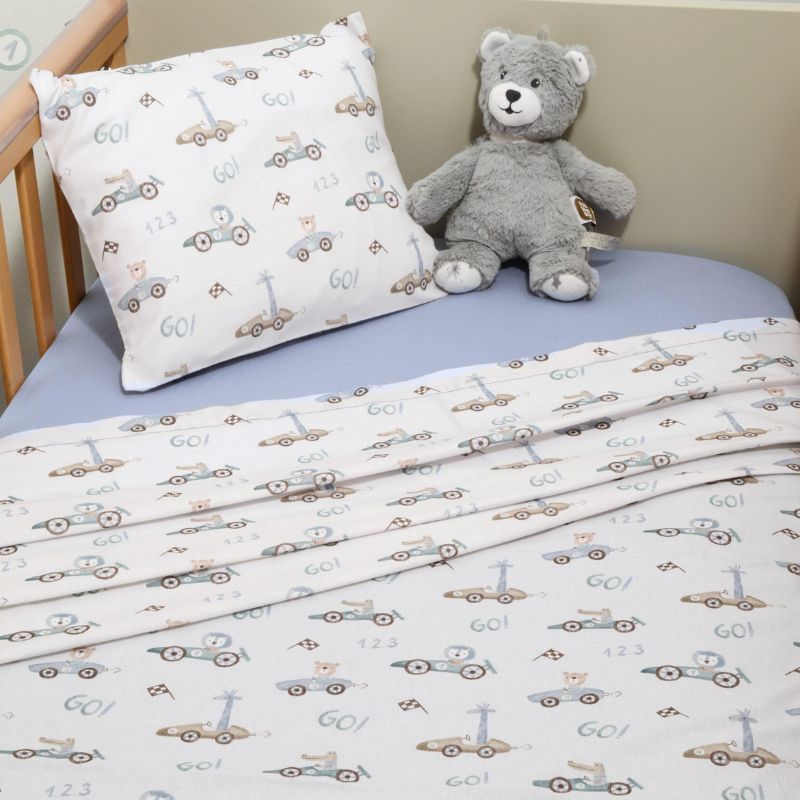 Baby Oliver Σετ Σεντόνια Κούνιας 110*170cm 2 τμχ Με Μαξιλαροθήκη 30*40cm Σχ. 421 Μπλε Ραφ