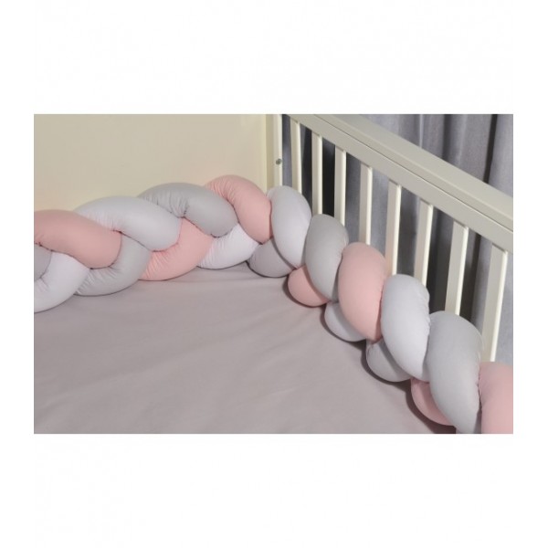 Baby Oliver Βαμβακερή Πλεξούδα Λευκή-Γκρι-Ροζ 200cm*20cm Des. 3125