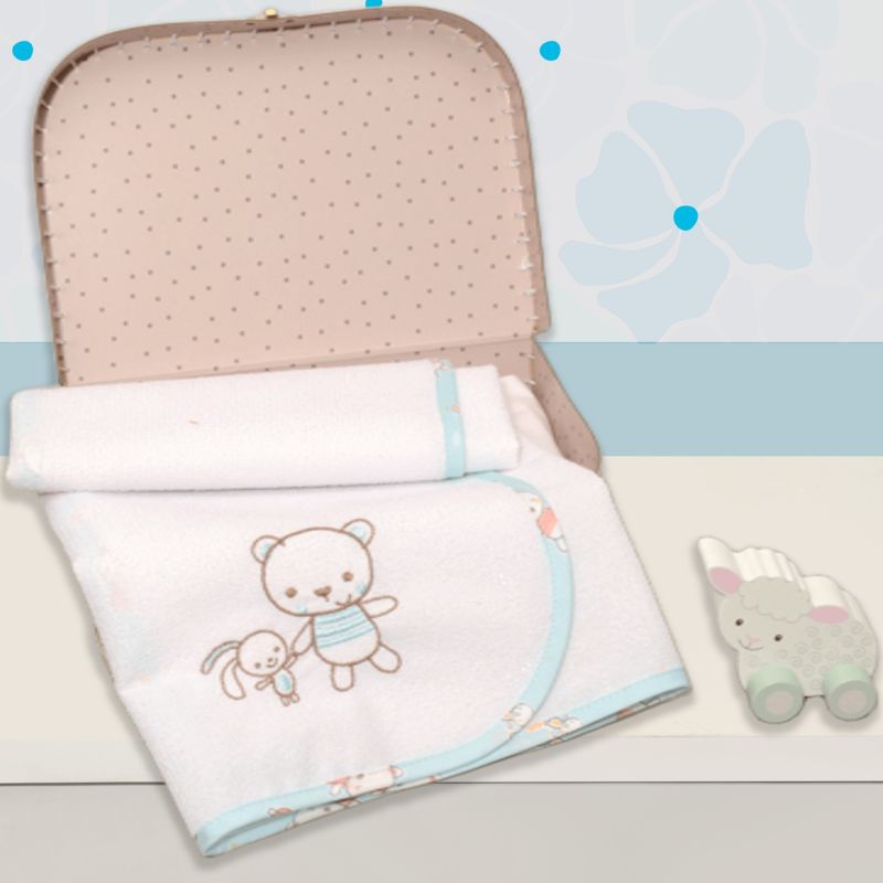 Baby Oliver Σελτεδάκι 50*70cm Σχ. 212 Τιρκουάζ-Ροζ Αρκουδάκι