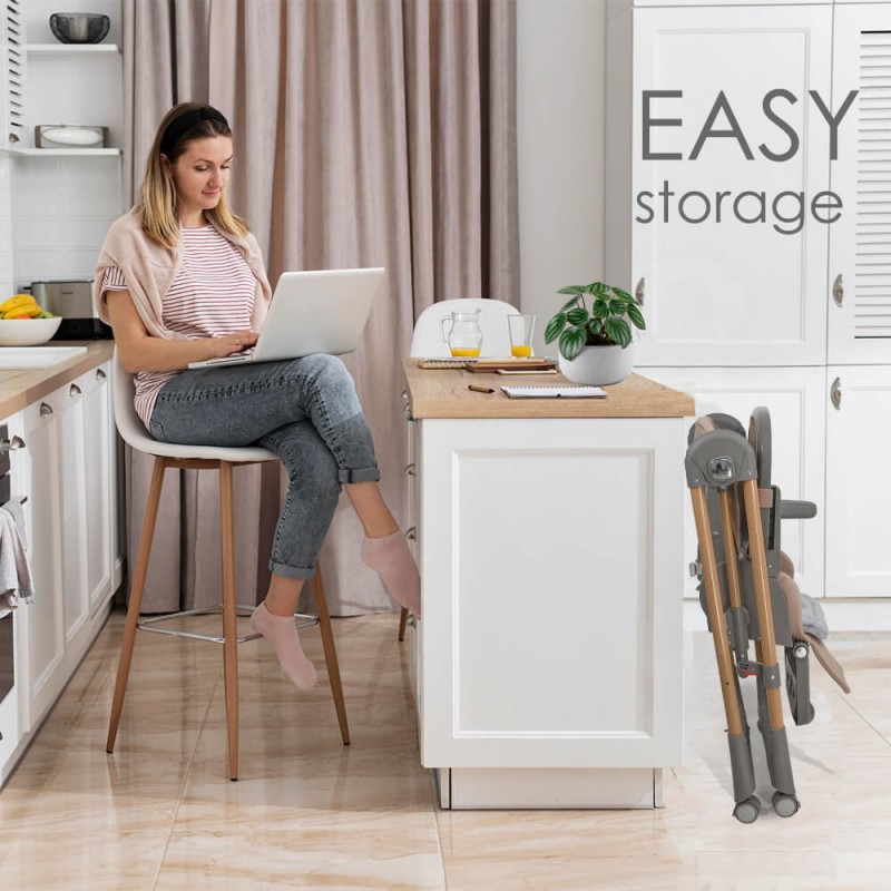 Bebe Stars Nuovo Αναδιπλούμενο Καρεκλάκι Φαγητού 2 in 1 Grey