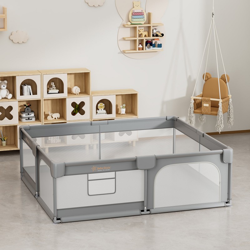 Bebe Stars Πάρκο για μωρά ορθογώνιο 180×200 Playzen Grey