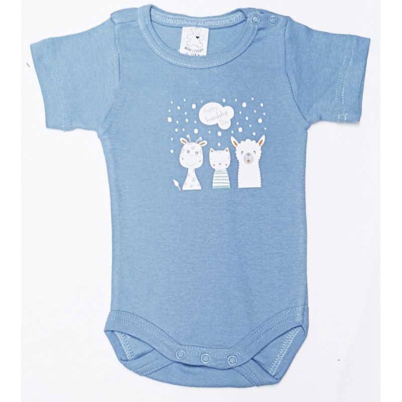 Bebecooney Κοντομάνικο Φορμάκι-Εσώρουχο Ζωάκια Σκούρο Μπλε 3-6 Μηνών 3714