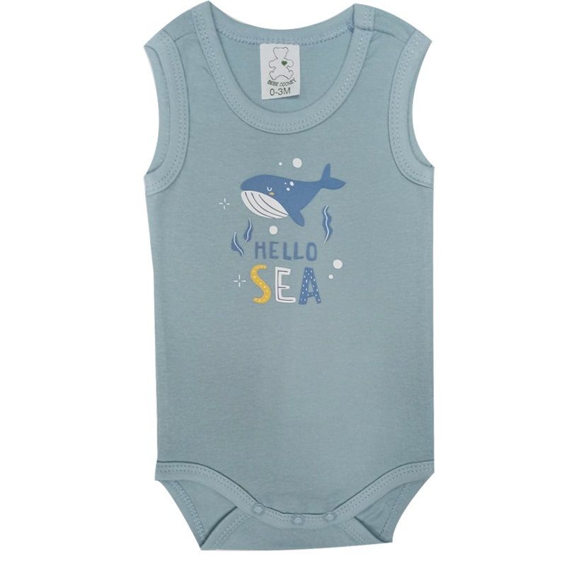 Bebecooney Αμάνικο Φορμάκι-Εσώρουχο Hello Sea Blue Sky 0-3 Μηνών 3902